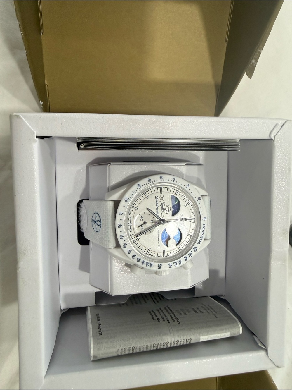 Omega White and Silver Watch Box